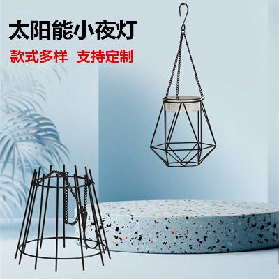 Outdoor solar powered night light, wrought iron pendant light, modern and minimalist home decor, coffee shop, bar decoration, custom decoration, ornaments