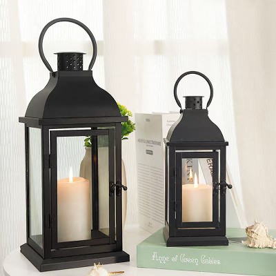 铁艺蜡烛台高颜值风灯古典时尚玻璃烛台轻奢复古精美客厅桌面摆件