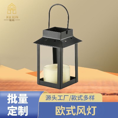 餐厅装饰摆件创意风灯铁艺烛台家居花园酒吧咖啡厅工艺品马灯定制