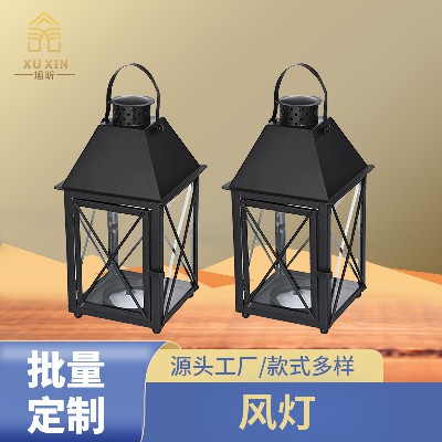 厂家直销北欧铁艺风灯烛台玻璃工艺品复古浪漫创意蜡烛台摆件定制