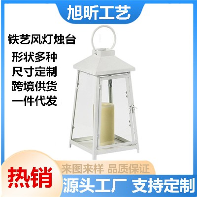 铁艺风灯玻璃烛台蜡烛台户外风灯家居装饰婚庆客厅创意摆件可定制