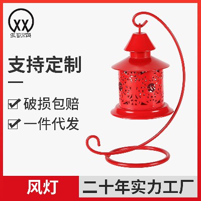 时尚个性不锈钢铁艺蜡烛台精致镂空白色风灯烛台蜡烛器皿定制手工