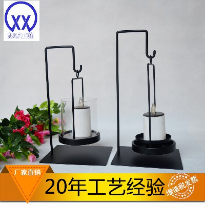 欧式铁艺烛台 高硼硅玻璃蜡烛台 婚庆家居创意吊式工艺小摆件定制