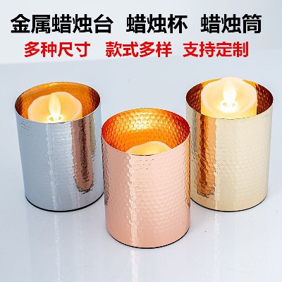 金色蜡烛台咖啡厅酒吧家居装饰摆件民宿大气浪漫氛围铁艺烛台定制