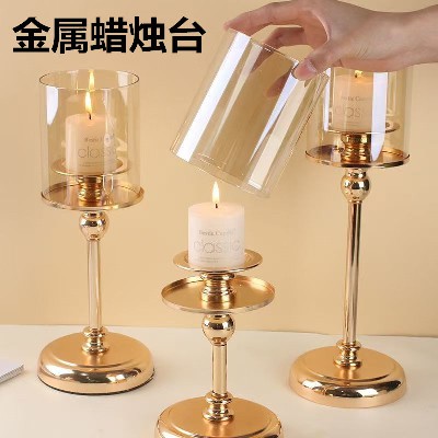 欧式金属蜡烛台金色烛台架创意浪漫复古家居酒店餐桌装饰摆件定制
