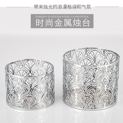 镂空铁艺烛台北欧创意蜡烛台银色酒店家居客厅餐厅装饰摆件品定制