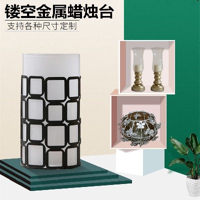 金属烛台镂空铁艺蜡烛台餐厅婚礼酒店家居桌面装饰氛围感摆件定制