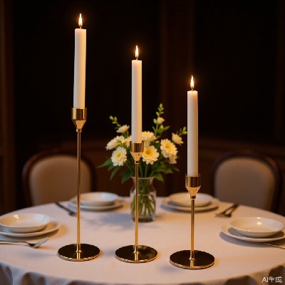 轻奢金色金属烛台烛台摆件家用西餐婚礼烛光晚餐道具圣诞生日烛台