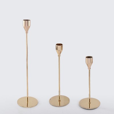 节日生日烛台金色轻奢蜡烛台灯家用西餐浪漫婚礼烛光晚餐道具烛台