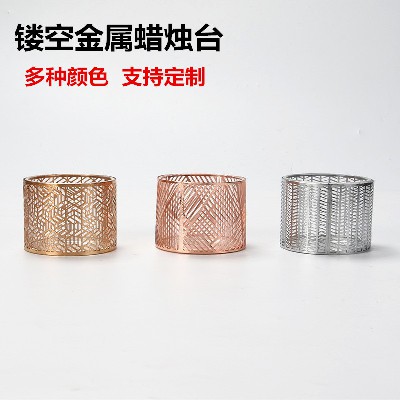 日式圆形创意铁艺烛台烛光晚餐浪漫蜡烛杯西餐厅装饰摆件烛杯定制