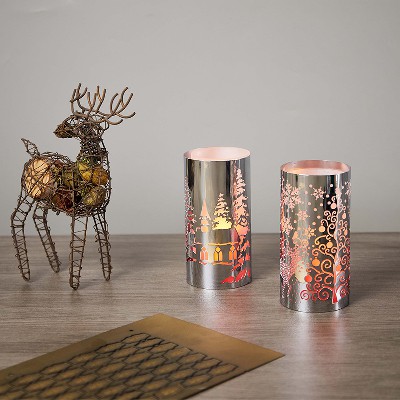 圣诞蜡烛台麋鹿雪花冬日氛围蜡烛台镂空透光铁艺蜡烛台欧式蜡烛筒