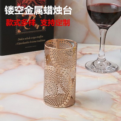 欧式烛台现代复古铁艺方形蜡烛灯家居创意软装饰简约婚庆摆件定制