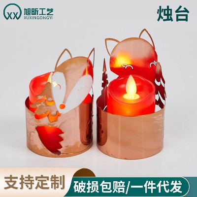 Cross border hot selling little fox candle holder aromatherapy candle base creative home decoration ornament container can be customized retro