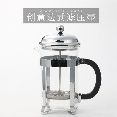 不锈钢法式压壶水壶玻璃内胆家用冲茶器手压过滤杯冷淬壶内胆定制