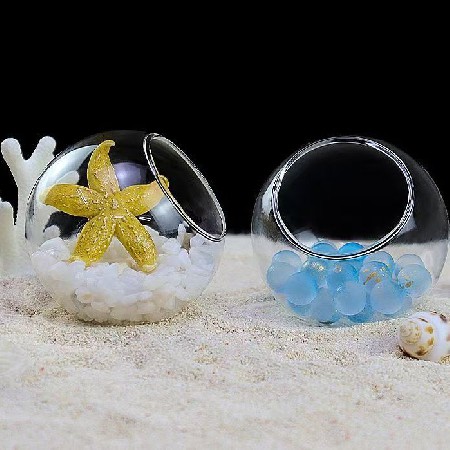 玻璃鱼缸水培圆形简约透明迷你金鱼缸客厅家用小型桌面摆件可定制