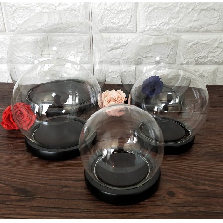 Spherical borosilicate glass cover ornament dust cover eternal life flower figurine birthday gift storage glass bottle can be customized