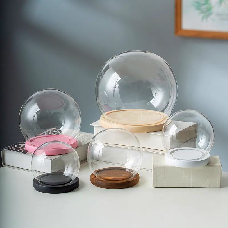 玻璃罩摆件彩色发光灯座球形仿古木复古发光装置展览子手办礼定制