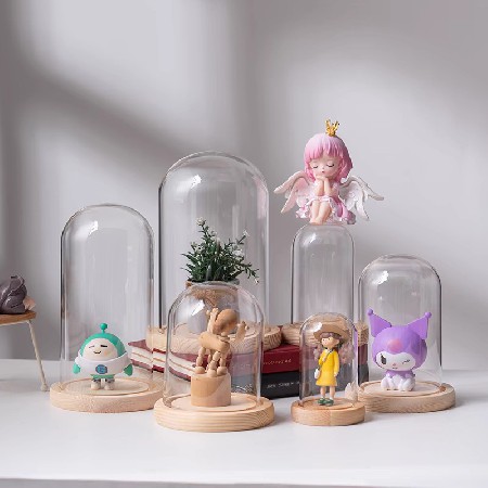 Eternal Flower Display Glass Cover Transparent Display Box Doll Christmas Tree Building Blocks Hand Model Desktop Dried Flower Decoration Customization
