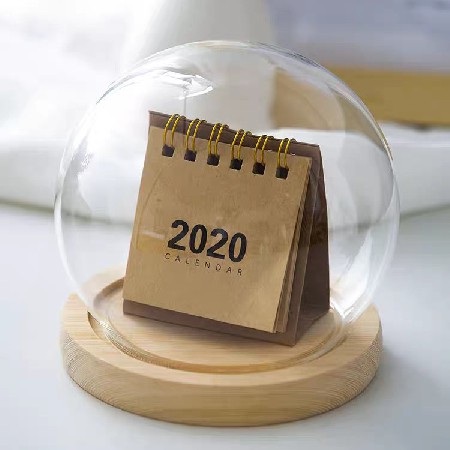 Spherical glass cover with wooden base, eternal flower snacks, cakes, figurines, accessories, storage display box customization