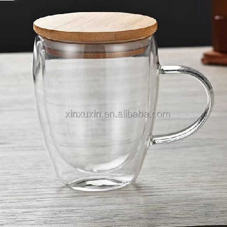 批发玻璃杯 带木盖茶杯 酒店饭店家用饮水杯学生专用杯可定制尺寸