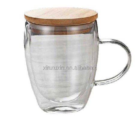 批发玻璃杯 带木盖茶杯 酒店饭店家用饮水杯学生专用杯可定制尺寸