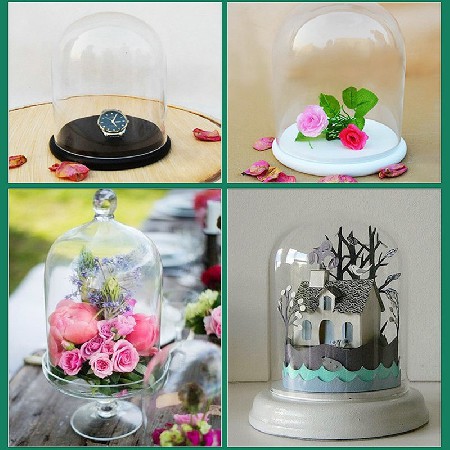 圆头玻璃罩饰品玻璃展示罩多种尺寸模型带木底座定制欧式摆件