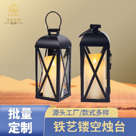 欧式铁艺风灯复古手提蜡烛灯中式婚庆摆件马灯户外庭院落地灯定制