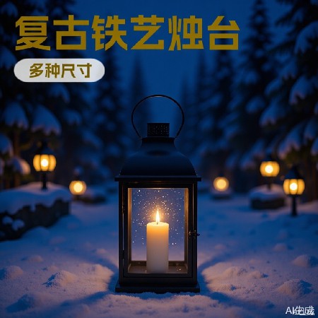 铁艺香薰烛台法式煤油灯圣诞节家居装饰蜡烛灯创意复古酥油灯