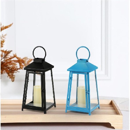 户外铁艺风灯烛台北欧风手提蜡烛落地灯手提灯笼浪漫防风玻璃烛台