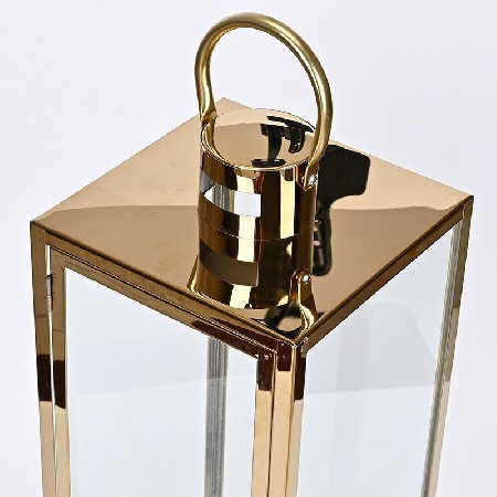 金色蜡烛台北欧不锈钢风灯玻璃工艺酒吧酒店家居桌子装饰摆件定制