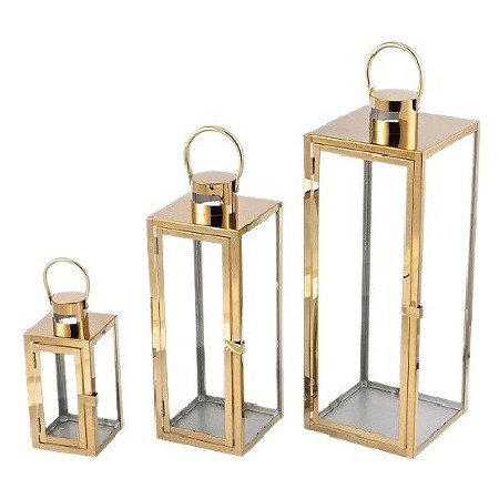 金色蜡烛台北欧不锈钢风灯玻璃工艺酒吧酒店家居桌子装饰摆件定制