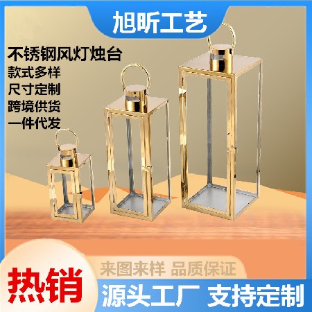 北欧铁艺风灯烛台玻璃工艺品酒吧酒店家居桌子装饰蜡烛台摆件定制