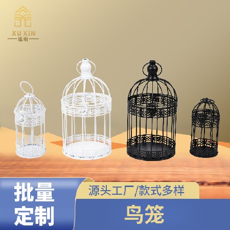 Bird cage shaped candle holder ornament, vintage dining table, romantic shelf, wooden table, bar with handle, wholesale