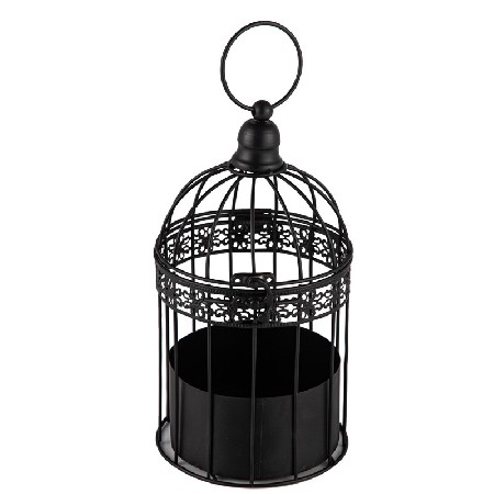 Simple and creative birdcage candle holder, black European retro candle holder, restaurant home decoration pendant, iron hollow out customization