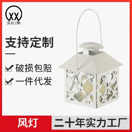 时尚现代简约蜡烛风灯酒店婚礼家居装饰白色风灯手提不锈钢可定制
