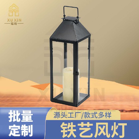 简约落地风灯铁艺欧式烛台户外装饰落地风灯手提灯复古宫灯可定制