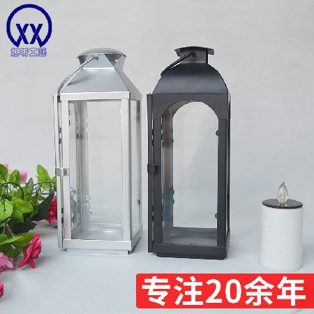 欧式创意铁艺风灯 户外led玻璃风灯烛台家居装饰摆件摄影道具定制