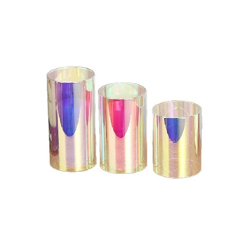 Colorful glass candle holder, electronic candle, glass lampshade, aromatherapy jar, candle cup, cylindrical candle, romantic ornament customization