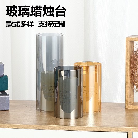 Colorful Glass Electronic Candlestick Stand Wedding Festival Hotel Home Dining Table Romantic Decoration Candlestick Ornament Customization