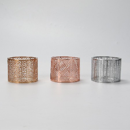 日式铁艺镂空烛台圆形创意烛光晚餐浪漫蜡烛杯西餐厅装饰摆件定制