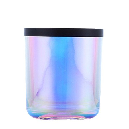 Colorful glass candle cup with lid, wax candle holder, aromatherapy jar, home desktop decoration ornament, candle cup customization