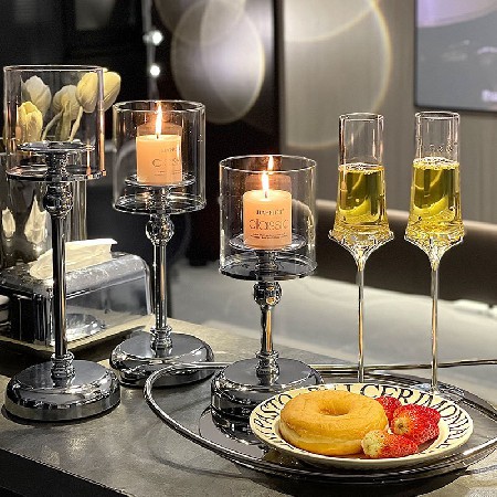 轻奢复古蜡烛烛台家用道具浪漫烛光晚餐蜡烛台座餐桌装饰摆件定制