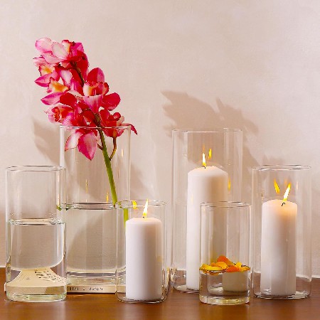 圆柱玻璃蜡烛台玻璃花瓶浪漫婚礼氛围感烛台家居装饰摆件烛杯定制