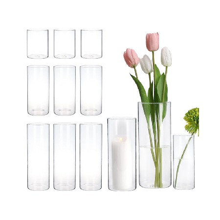 圆柱玻璃蜡烛台玻璃花瓶浪漫婚礼氛围感烛台家居装饰摆件烛杯定制