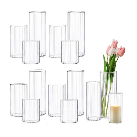 玻璃蜡烛台罗纹圆柱蜡烛杯家居装饰浪漫婚礼桌面氛围感摆件品定制