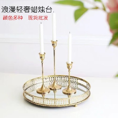 Romantic Light Luxury Candlestick Table Candlelight Dinner Table Decoration Ornament Props Wedding Birthday Candlestick Stand Spot Wholesale