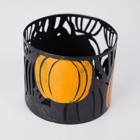 金属镂空蜡烛台创意南瓜涂鸦万圣节餐厅装饰品欧式铁艺摆件烛台