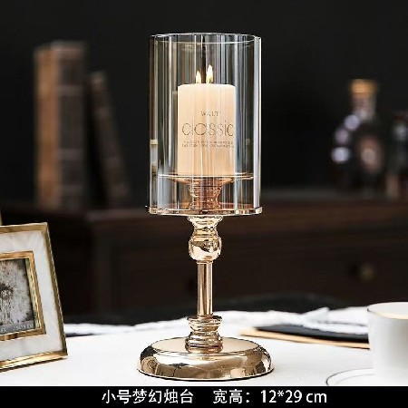 European candle holder, metal candle tube, gold glass frame, creative retro home decor, hotel dining table decoration, custom decoration ornaments