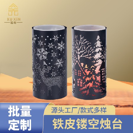 Cross border retro candle holder metal carved American candle cup desktop decoration romantic snowflake Christmas candle holder wholesale