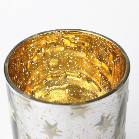 欧式金银色玻璃烛台杯圆形玻璃蜡烛杯家居婚庆酒吧用电镀加工定制